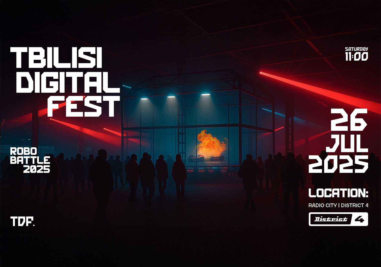 26 ივლისს რადიო ქალაქში ქვეყნის ერთ-ერთი ყველაზე საინჟინრო და სანახაობრივი ღონისძიება – Robo Battle 2025 Tbilisi Digital Fest-ის ფარგლებში გაიმართება